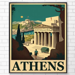 Athens Travel Poster I Athens Wall Art | Vintage Retro Print | Athens Travel Print | Athens Poster | Greece Travel Poster I Digital Download