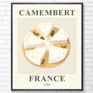 Camembert Poster | Poster Print | French Food Print | Cheese Lover Gift | Camembert Print | Instant Download