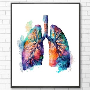 Gift longarts, medische kunst, anatomische longen PNG, longkunst, dokterscadeau, aquarel longen kunst, digitale download