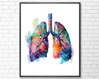 Pulmonologist Gift, Medical Art, Anatomical Lungs PNG, Pulmonary Art, Doctor Gift, Watercolor Lungs Art, Digital Download