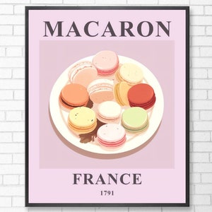 Macaron Print | Modern Food Wall Print | Kitchen Decor | Macaron Poster | Instant Download | Food Art | Paris Art | French Macarons