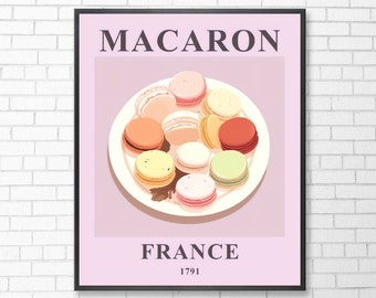 Macaron Print | Modern Food Wall Print | Kitchen Decor | Macaron Poster | Instant Download | Food Art | Paris Art | French Macarons