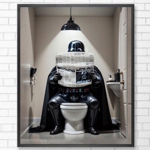 Darth Vader Baño I Descarga digital I Decoración divertida de la pared del baño / Arte de la pared / Cartel divertido del inodoro / Decoración de la pared del inodoro