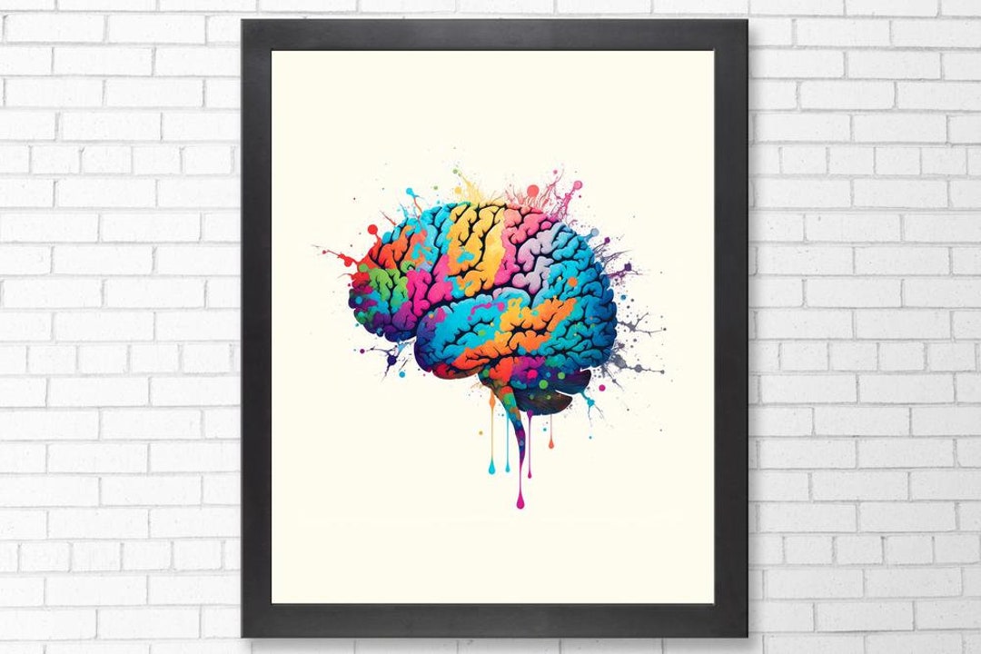 Watercolor Brain Wall Art, Medical Student Gift, Neuroscience Art ...