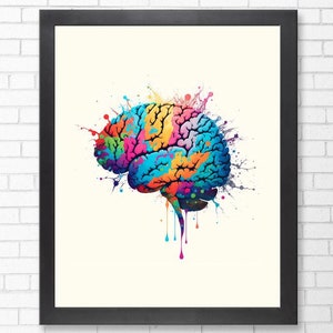 Watercolor Brain Wall Art, Medical Student Gift, Neuroscience Art, Brain anatomy, Neurologist Gift, Neurology Art, Printable Wall Art