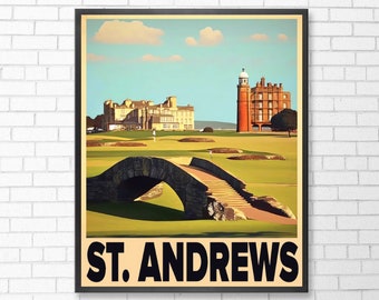 St Andrews Golf Poster | Digital Download | Golf Poster | St Andrews Poste | Old Course At St Andrews | St. Andrews | St Andrews Golf Course