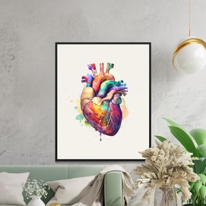 Anatomical Heart Print, Anatomy Art, PNG FIle, Cardiologist Gift, Heart Poster, Medical Art, Cardiology, Heart Anatomy, Digital Download