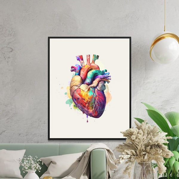Anatomical Heart Print, Anatomy Art, PNG FIle, Cardiologist Gift, Heart Poster, Medical Art, Cardiology, Heart Anatomy, Digital Download