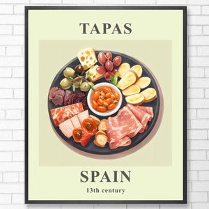 Tapas Poster I Spain Art Print | Tapas Print File | Digital Download | Spanish Food I Spain Food Poster I Kitchen Decor