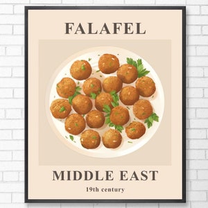 Falafel Poster | Middle Eastern Food Wall Art | Falafel Print| Kitchen Wall Art | Modern Kitchen Decor | Digital Download | Retro Poster