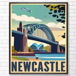 Poster de viagens de Newcastle em cima de Tyne | Impressão de Newcastle | Poster britânico da arte de Reino Unido | Newcastle para impressão | Download instantâneo