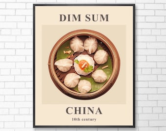 Dim Sum Poster | Food Print | Kitchen Decor | Printable Wall Art | Digital Download | Exhibition Poster | China Food Art | Chef Print