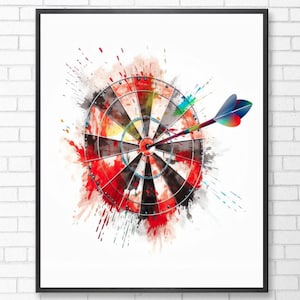 Darts Poster Watercolor | Digital Download | Gift For Dart Player | Darts Art Wall | Darts Room Decor | Wall Decor | Dart Gift | Printable