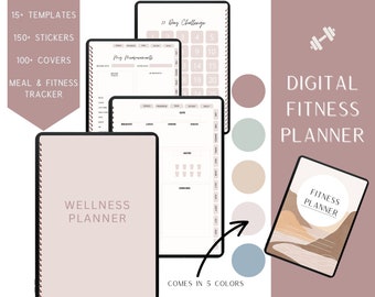 Digital FITNESS planner, GoodNotes Fitness Planner, Fitness Journal, Weight Loss Tracker, UNDATED iPad Workout Planner, Wellness Template