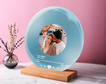 Gepersonaliseerde vinylplaat met foto - verjaardagscadeau voor haar hem - Valentijnsdagcadeau - acrylnummerplaat - jubileumcadeau voor vrienden