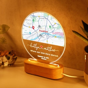 Unsere Liebesgeschichte - Geschenk zum Jahrestag - Geschenk für Sie - Geschenk zum Geburtstag - Landkarte Drucken Nachtlicht - Reisekarte Geschenk - Wo wir uns trafen