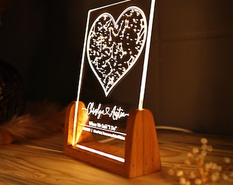 Custom star map by date night light, Personalized constellation map, Gift for Couple, Night sky by date, birthday gift  gift for him and her