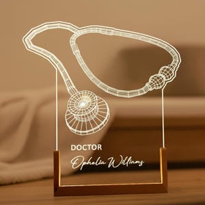 Lampe LED stéthoscope personnalisée - Cadeau pour médecins, étudiants en médecine, infirmières, éclairage personnalisé pour bureau, remise des diplômes