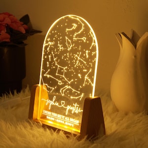 Stars Chart as Valentines Gift for Couples - Gift Star Map on Night Light - Personalized Constellation Map - 1st 5th 10th Anniversary Gifts