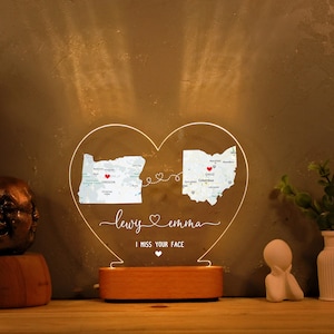 Personalisierte Herz Karte Print, Karte Fern Beziehungen, Weihnachtsgeschenk für ihn, Geschenk für sie, Geschenk 1 Jahr Jahrestag für Freundin