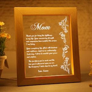 Carta personalizada escrita a mano para mamá, ideas de regalos para mamá, marco personalizado, regalo de cumpleaños para mamá, decoración del hogar, poema personalizado para mamá