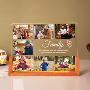 Personalized Family Photo Night Light - Pictures and Custom Text - Gift for Mom Dad Grandma Grandpa - Family Room Decor - Birthday Gift