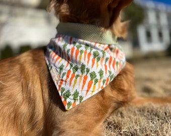 Reversible Dog Bandana, Spring Carrot & Polka Dot, Easter, Dog Bandana Set, Matching Set, Pet Bandana, Matching Pet Bandana, Pet Accessories