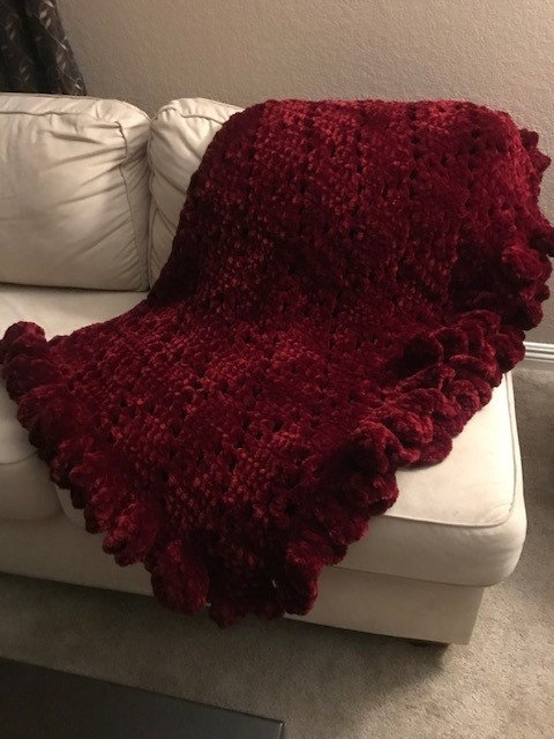 Handcrafted Crochet Velvet Afghan Blanket Ready or Madetoorder Etsy