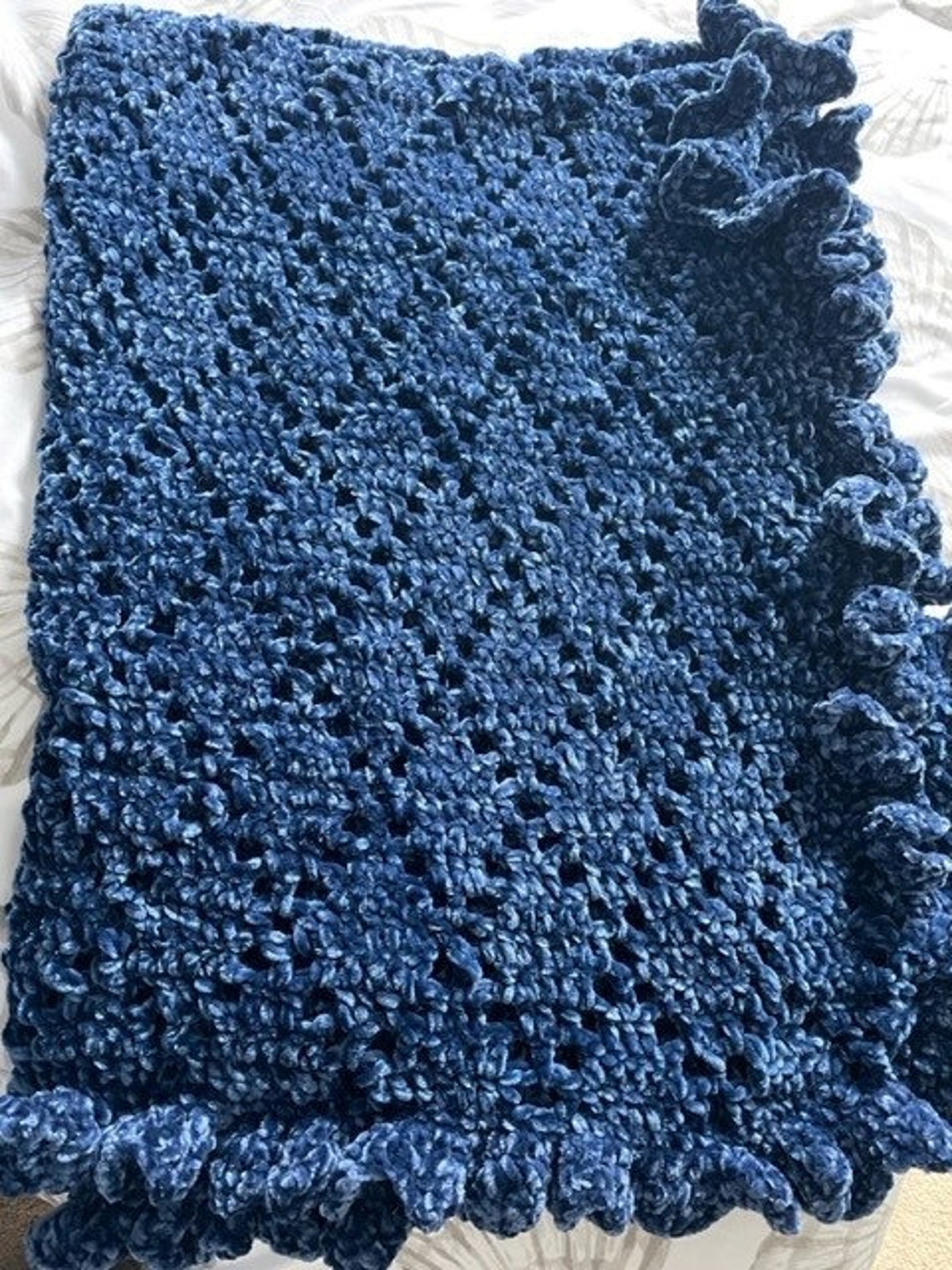Handcrafted Crochet Velvet Afghan Blanket Ready or - Etsy