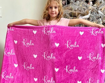 Personalized Velveteen Blanket: Custom Name Baby Girl Gift