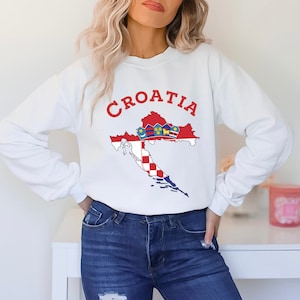 Sweatshirt, Croatia sweatshirt, Croatia gift, Croatia, hrvatska, Croatia gifts, football, soccer, world curp 2022, long sleeve