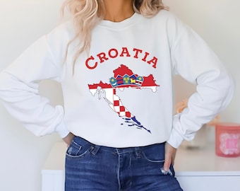 Croatia Map Sweatshirt: Hrvatska Football Soccer Gift