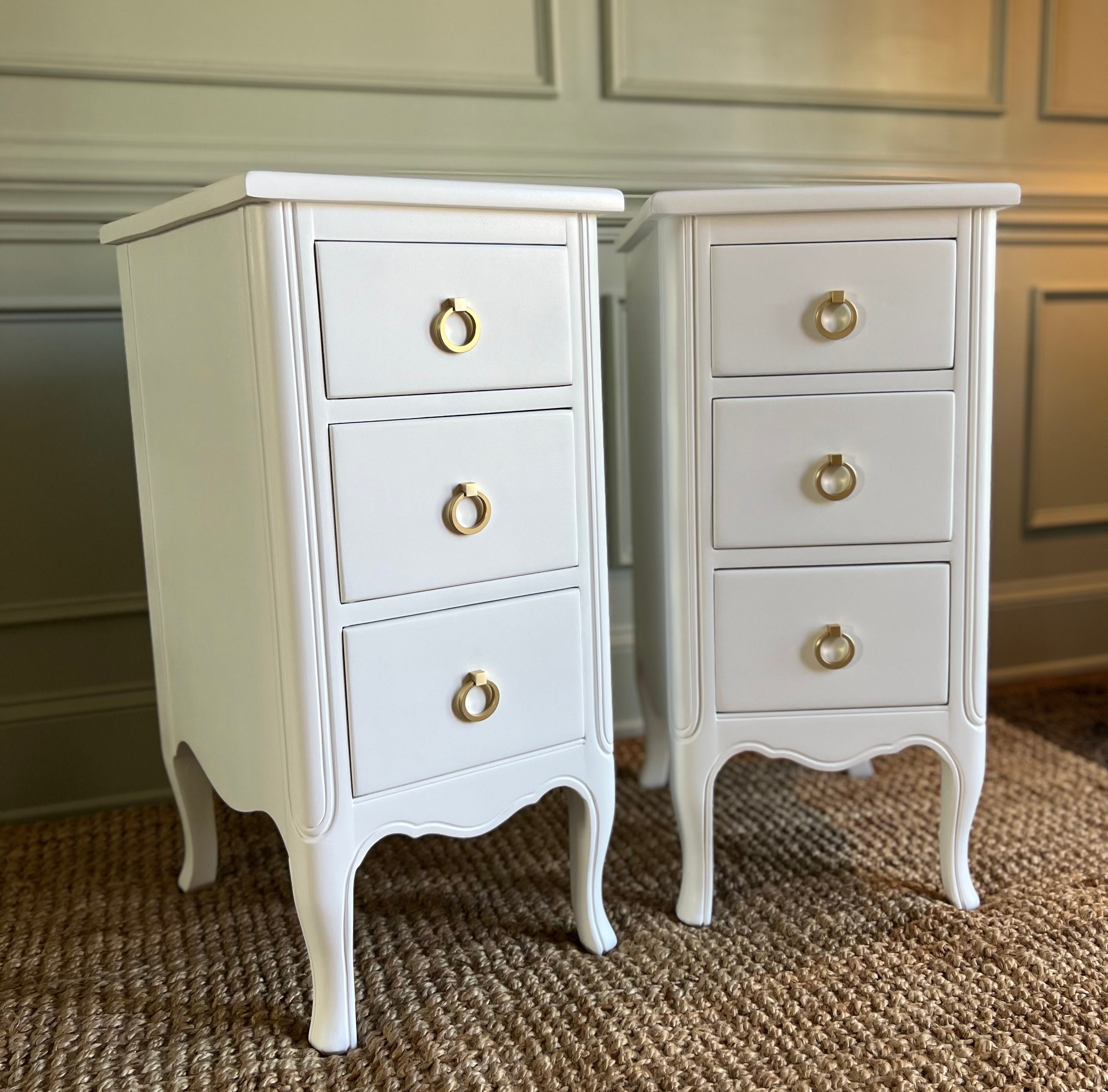 Pair of White Modern French Provincial Bedside Tables Nightstands - Etsy
