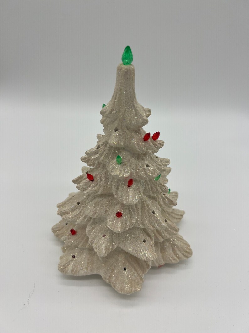 Vintage White Ceramic Christmas Trees With Lighted Base. Etsy
