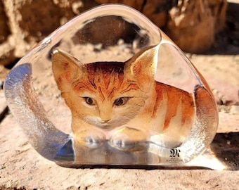 Collectible Mats Jonasson Lead Crystal Paperweight Sculpture 