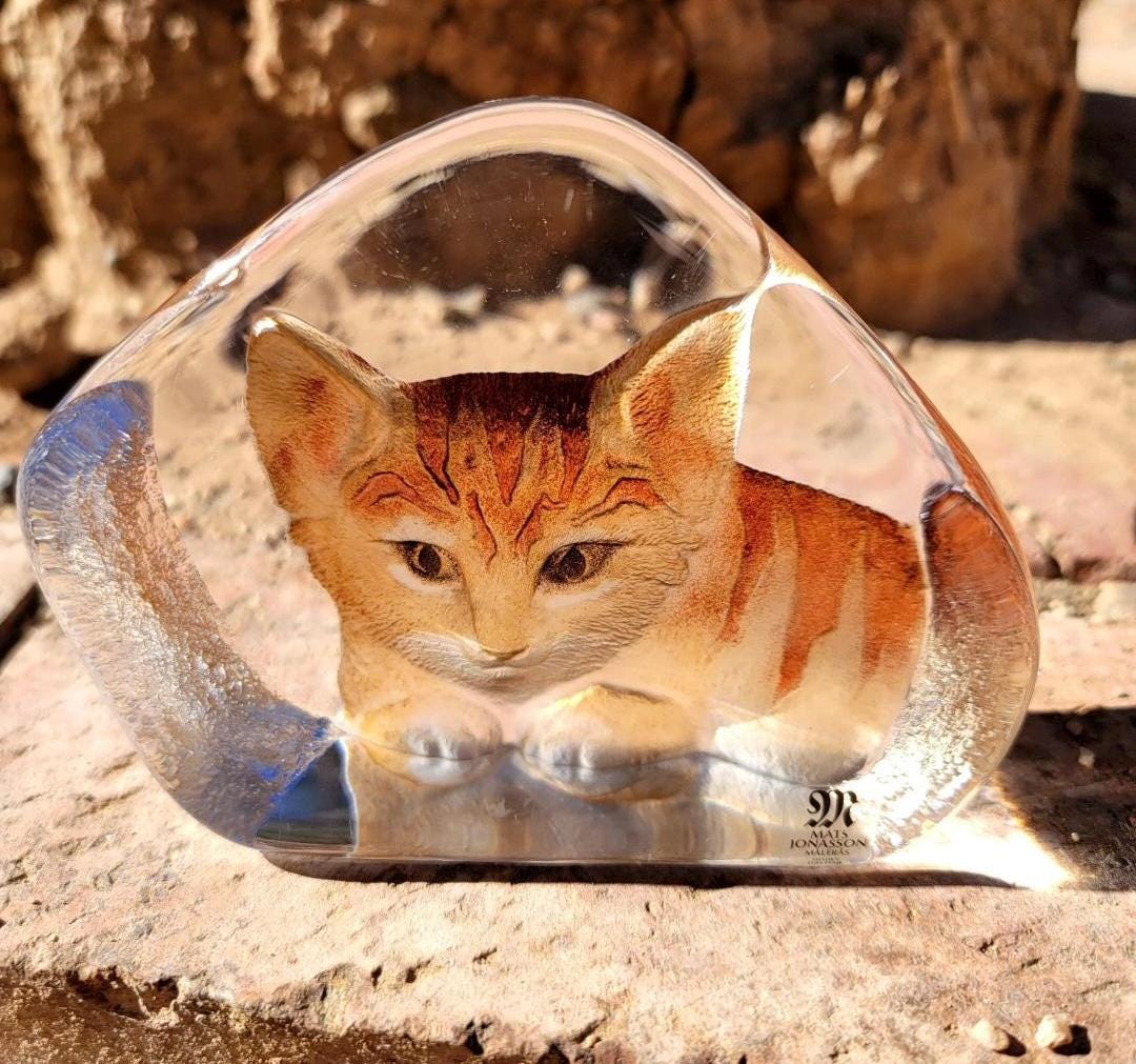 Mats Jonasson 山猫のクリスタル彫像 Mats Jonasson Glass Animals - Etsy