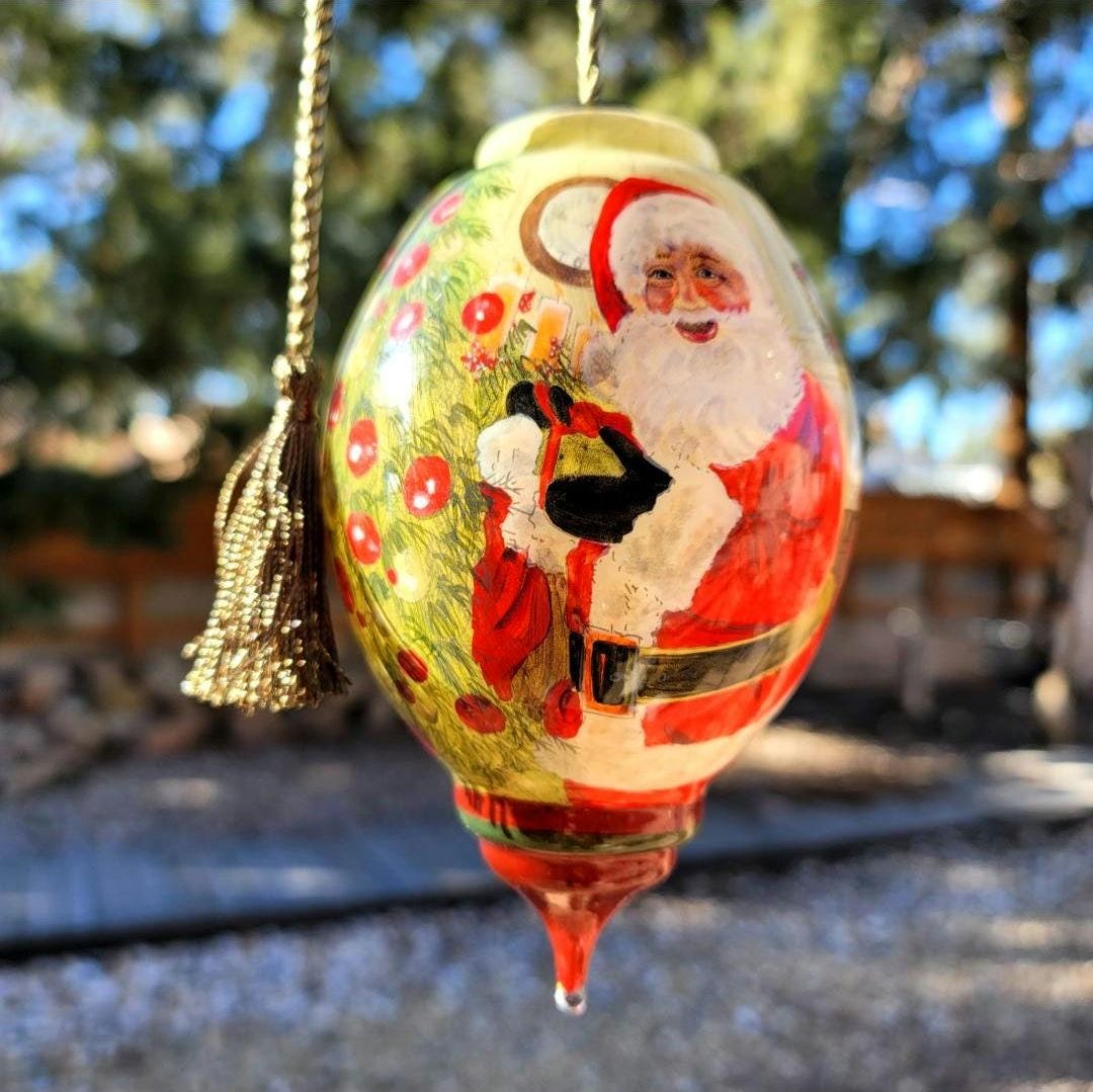 NE'QWA Art Christmas Hand Painted Glass Ornament Santa Claus - Etsy