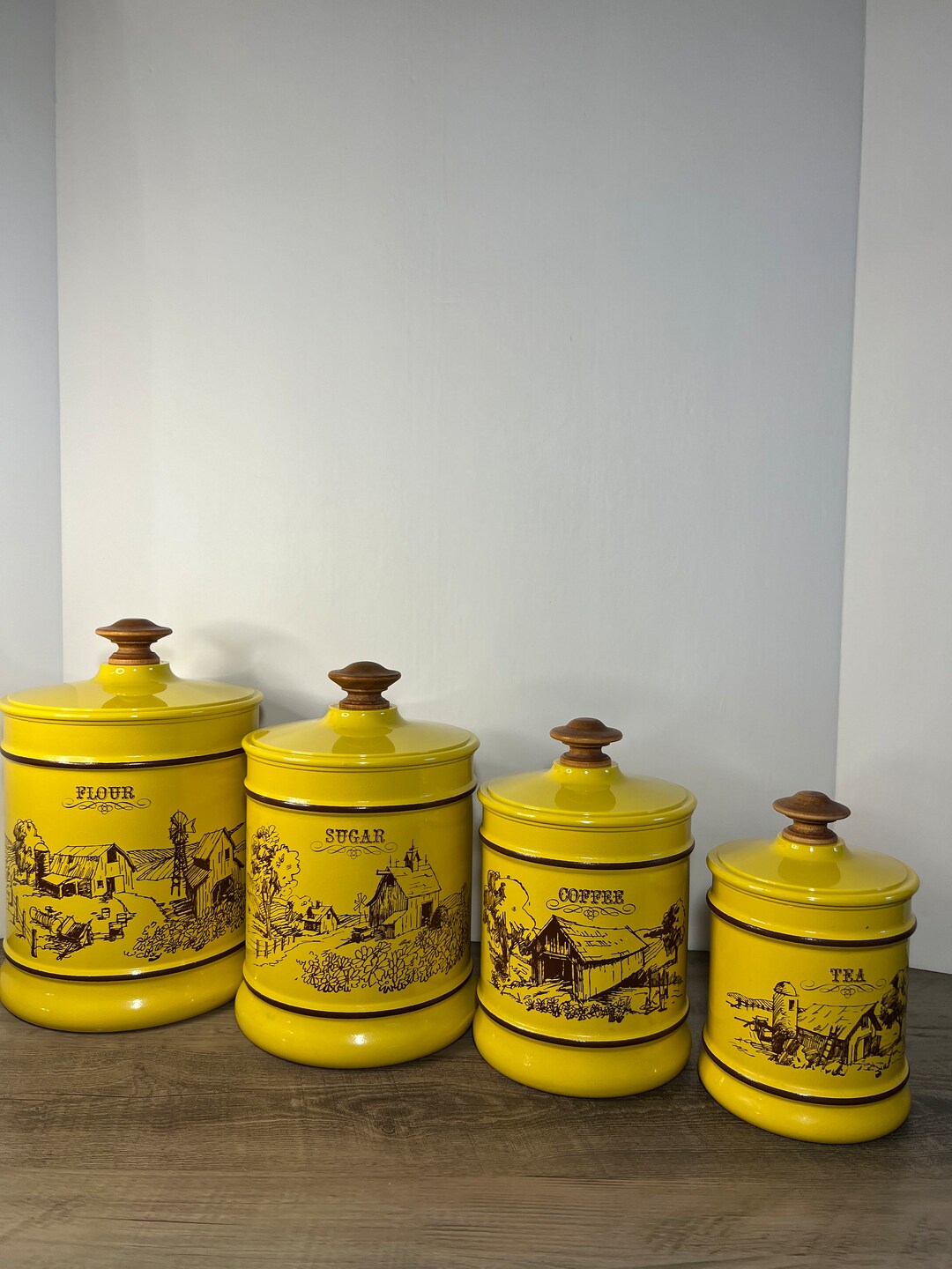 Vintage Kromex Canisters Farmhouse/ Cottage Decor Aluminum With Plastic