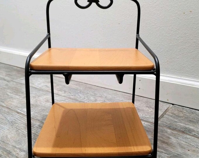 Longaberger Wrought Iron Wooden 2 Tier Shelf Counter Top Baker's Rack ...
