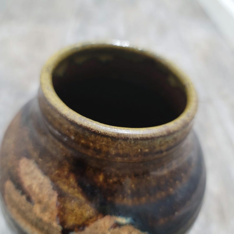 Studio Art Pottery Vase Hand Thrown Drip Glaze Artist Signed - Etsy