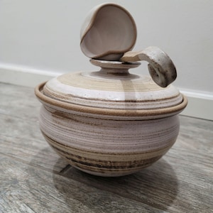 Studio Pottery Soup Tureen  W/Lid And ladle Hand Thrown Stoneware Artist Signed