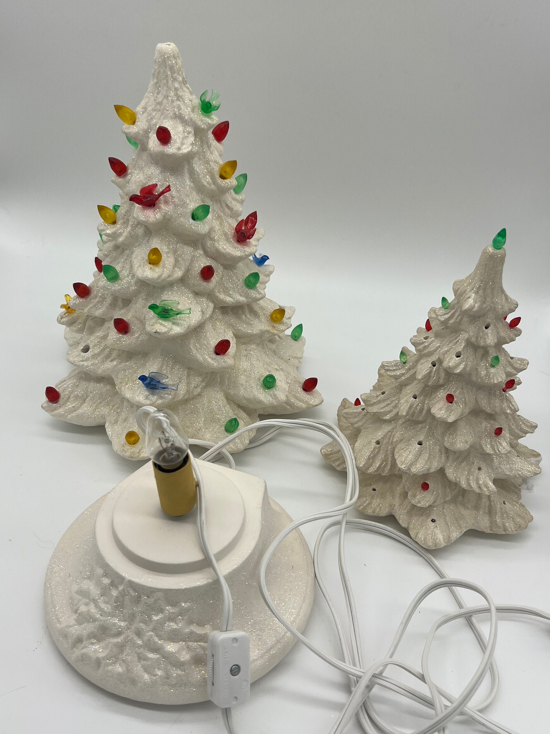 Vintage White Ceramic Christmas Trees With Lighted Base. Etsy