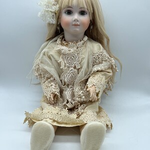 Antique French Bisque Doll Large Wonderfully Dressed 27 Tall Composition  and Wood Body