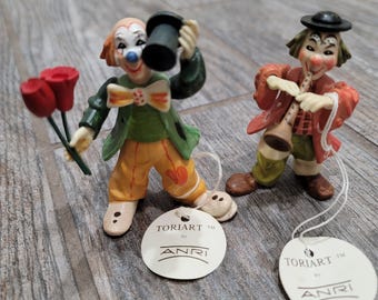 Wood Clowns Toriart by ANRI Set of 2 Made in Italy - Etsy