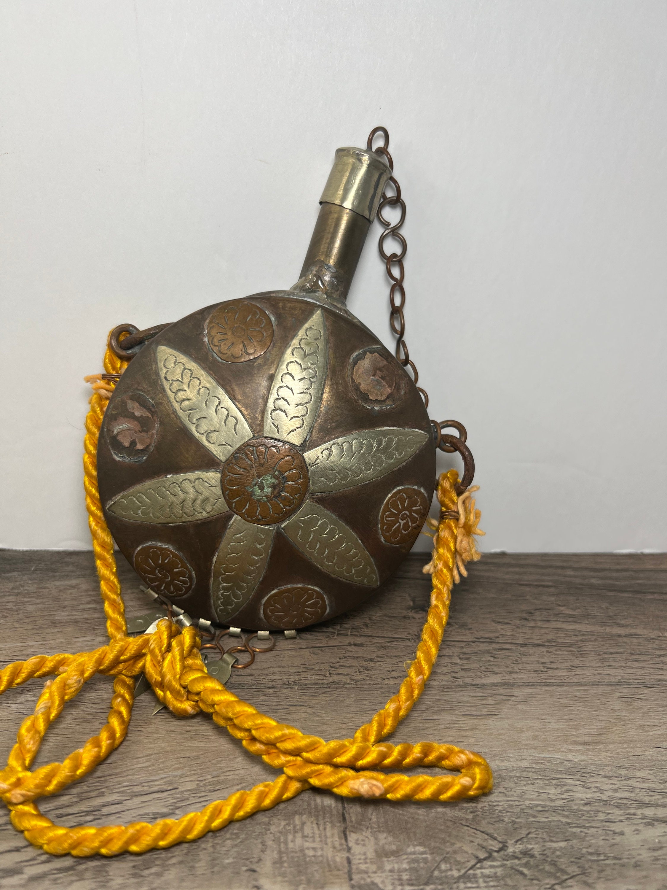 Round Brass Powder Flask with Valve - October Country