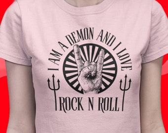 I am a Demon and I Love Rock N Roll T Shirt - Unisex Jersey Short Sleeve Tee