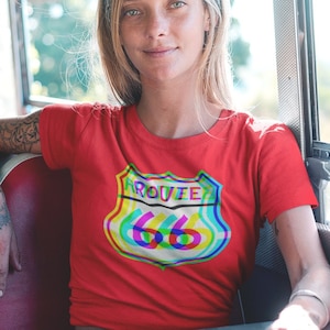 Route 66 - Trippy Retro Kicks T Shirt Unisex Jersey Short Sleeve Tee