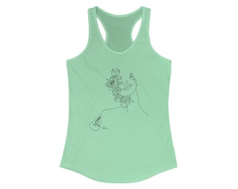 Guitar Girl With Flowers - Women's Ideal Racerback Tank
