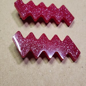 Handmade Resin Hair Clips: Glitter Zigzag Set