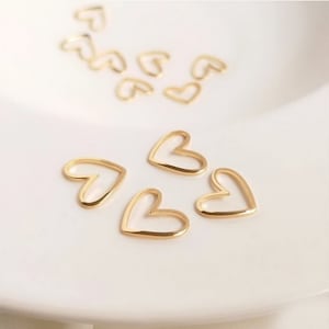 Heart Connectors for Permanent Jewelry | 14kt Gold Plated | 13x11mm | For DIY Jewelry Making Supply | Love Pendants | Heart Charms